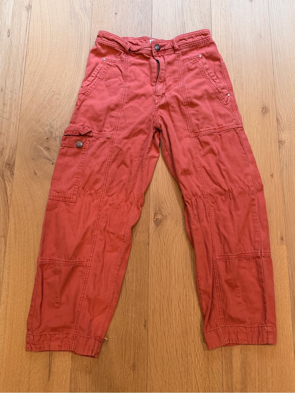 Anthropologie Organic Cotton Cargo Pants Coral Size 4